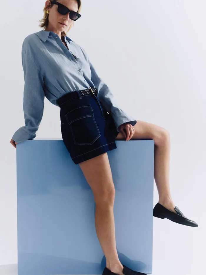 Jigsaw Linen Casual Shirt Blue Women Shirts and Tops