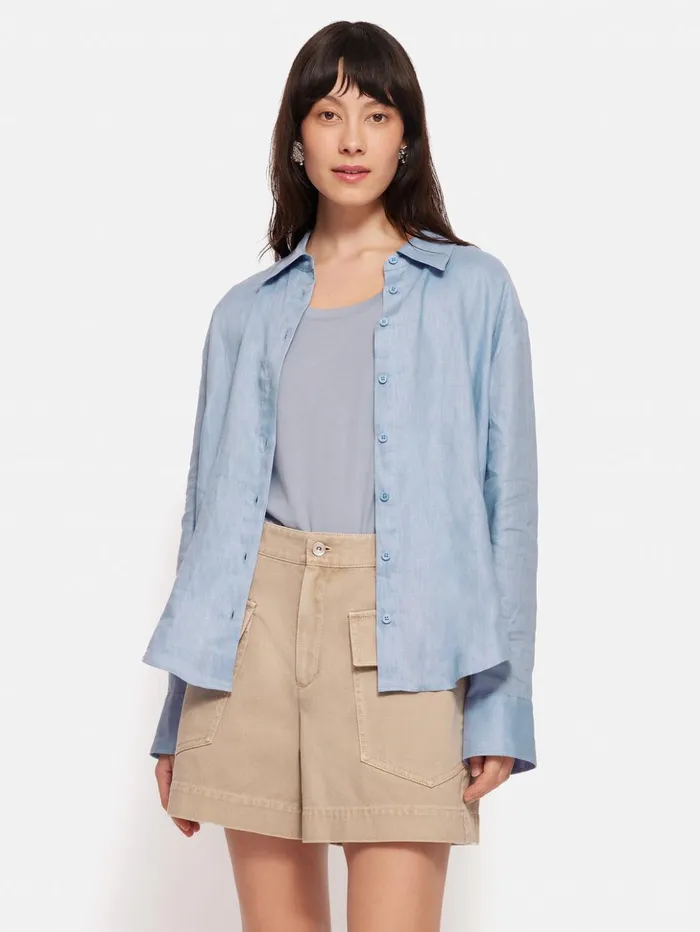 Jigsaw Linen Casual Shirt Blue Women Shirts and Tops