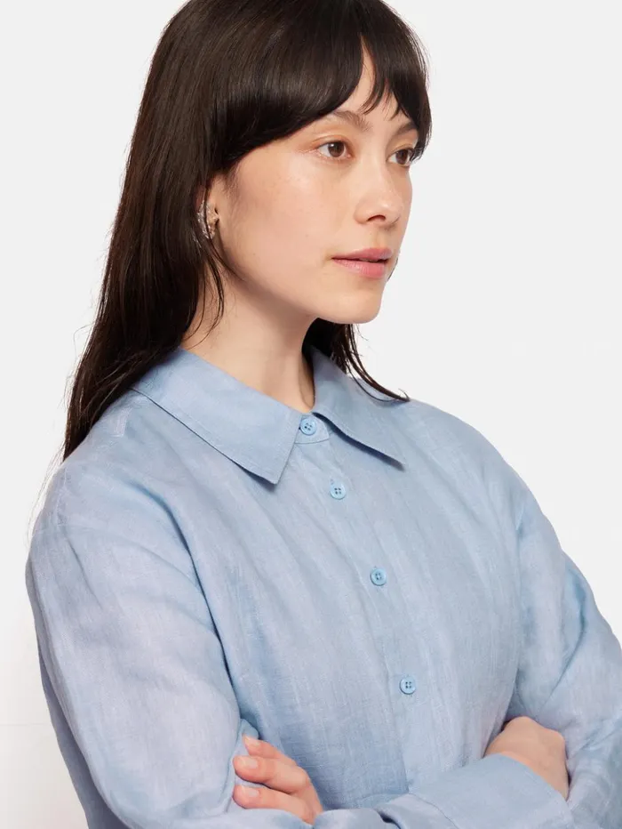 Jigsaw Linen Casual Shirt Blue Women Shirts and Tops