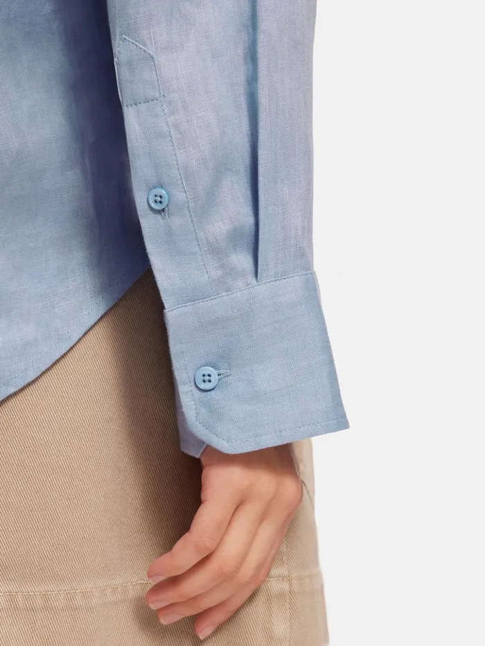 Jigsaw Linen Casual Shirt Blue Women Shirts and Tops