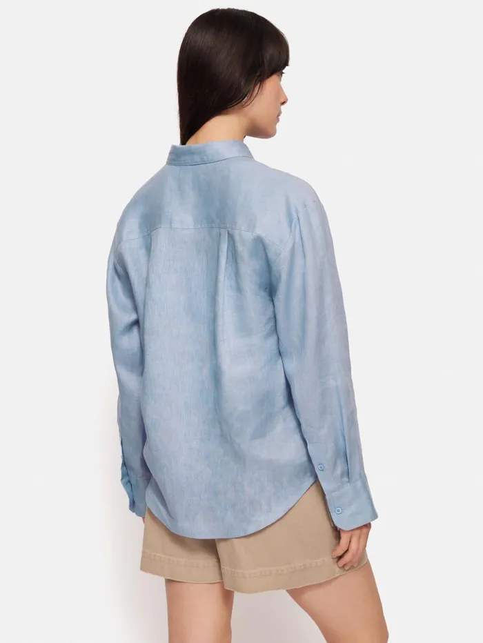 Jigsaw Linen Casual Shirt Blue Women Shirts and Tops