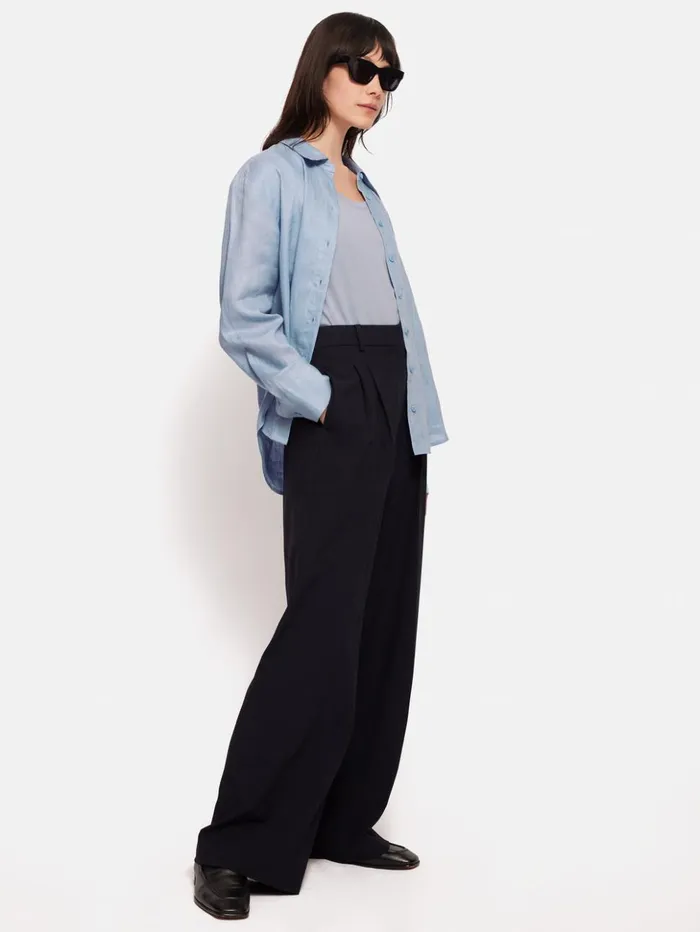 Jigsaw Linen Casual Shirt Blue Women Shirts and Tops