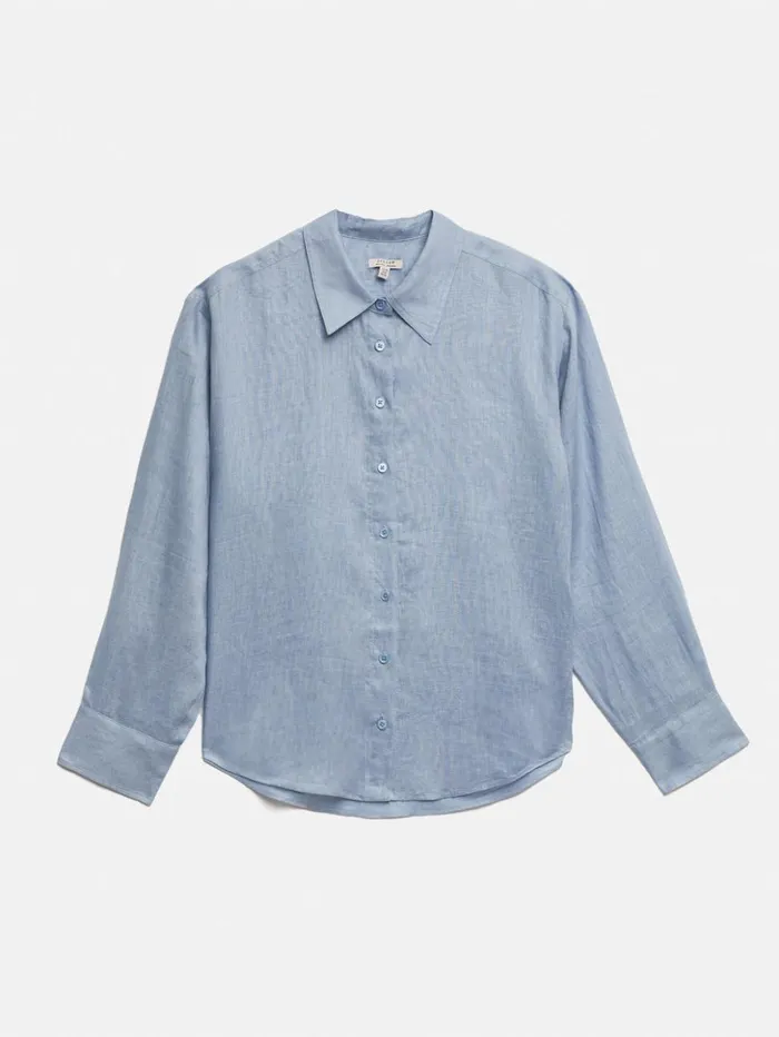 Jigsaw Linen Casual Shirt Blue Women Shirts and Tops