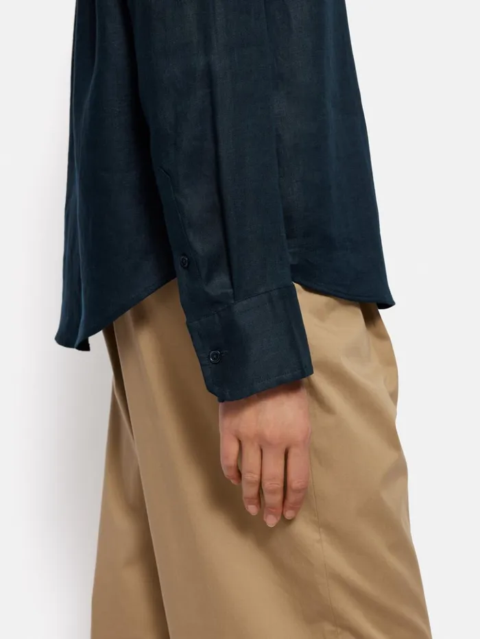 Jigsaw Linen Casual Shirt Navy Women Shirts and Tops