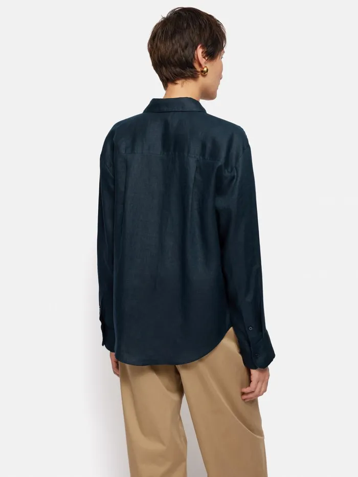 Jigsaw Linen Casual Shirt Navy Women Shirts and Tops