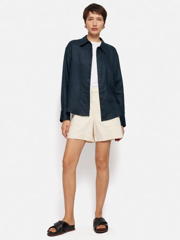 Jigsaw Linen Casual Shirt Navy Women Shirts and Tops