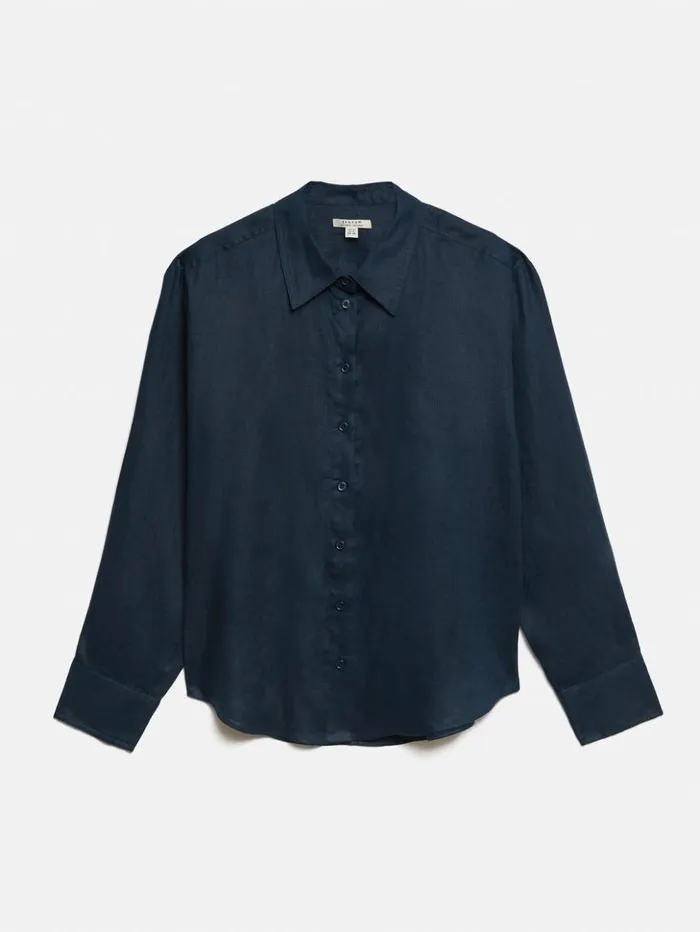 Jigsaw Linen Casual Shirt Navy Women Shirts and Tops
