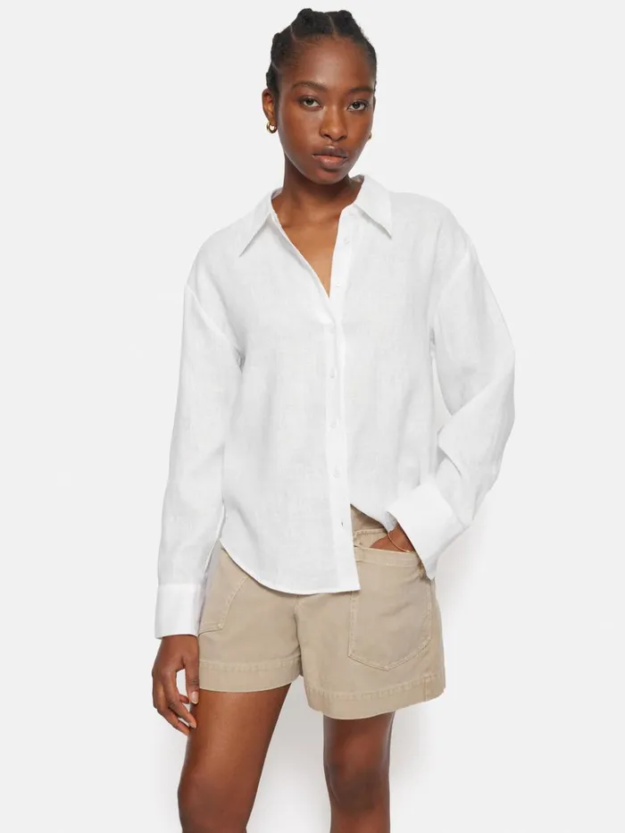 Jigsaw Linen Casual Shirt White Women Shirts and Tops