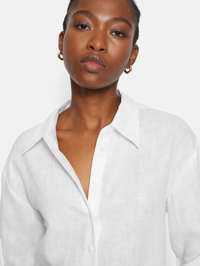 Jigsaw Linen Casual Shirt White Women Shirts and Tops