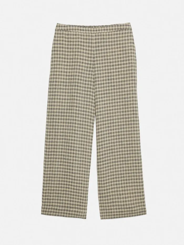 Jigsaw Linen Check Palazzo Trouser Beige Women Trousers