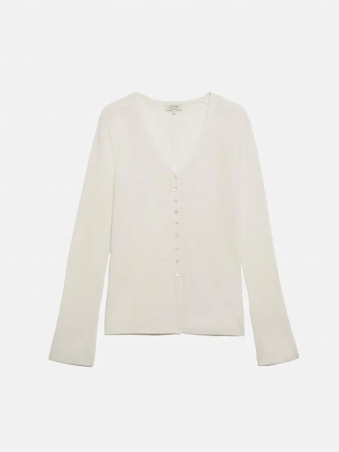 Jigsaw Linen Cotton Cardigan Ivory Women Knitwear and Cashmere