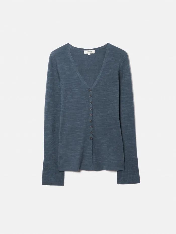 Jigsaw Linen Cotton Cardigan Mineral Blue Women Knitwear and Cashmere