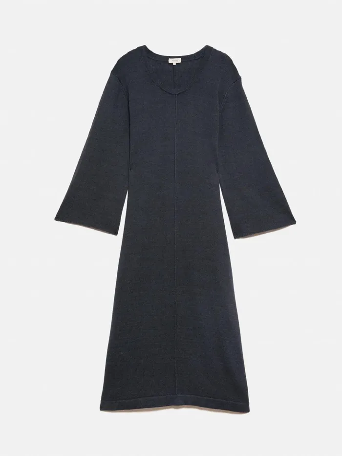 Jigsaw Linen Cotton Knitted Dress Navy Women Dresses and Jumpsuits