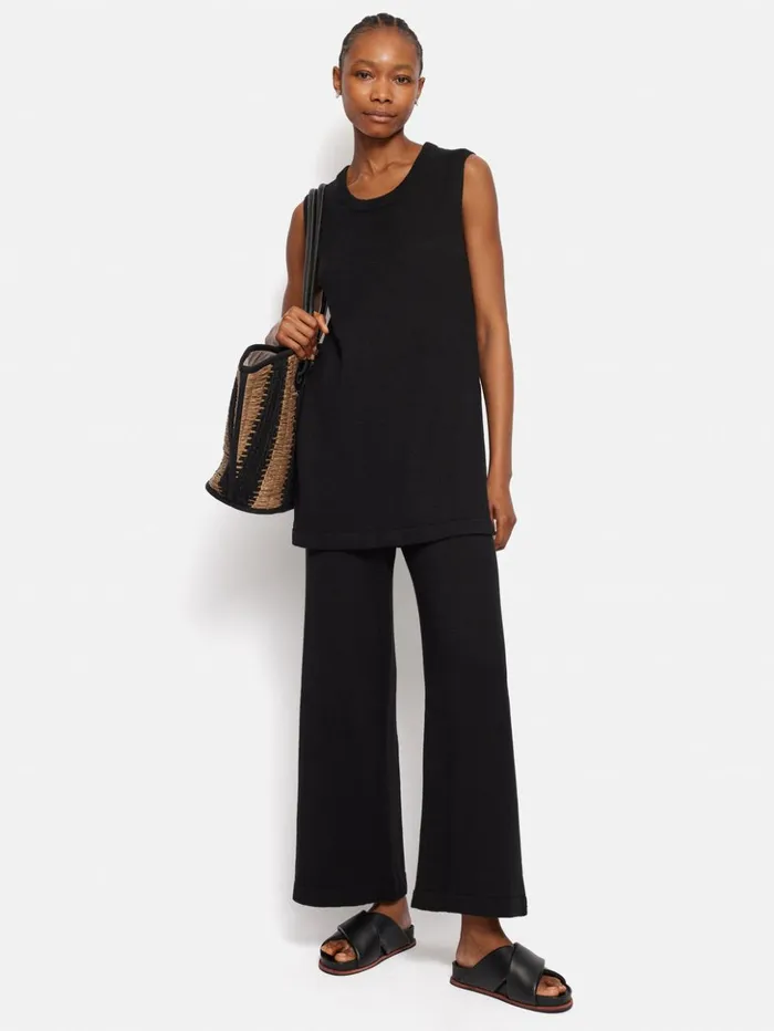 Jigsaw Linen Cotton Knitted Trouser Black Women Trousers