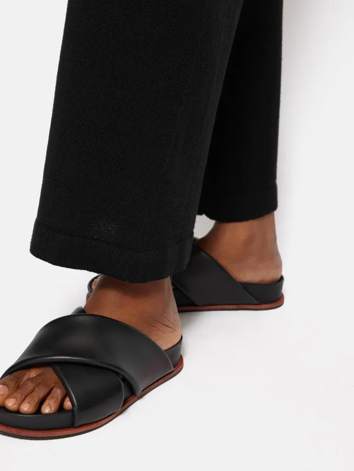 Jigsaw Linen Cotton Knitted Trouser Black Women Trousers