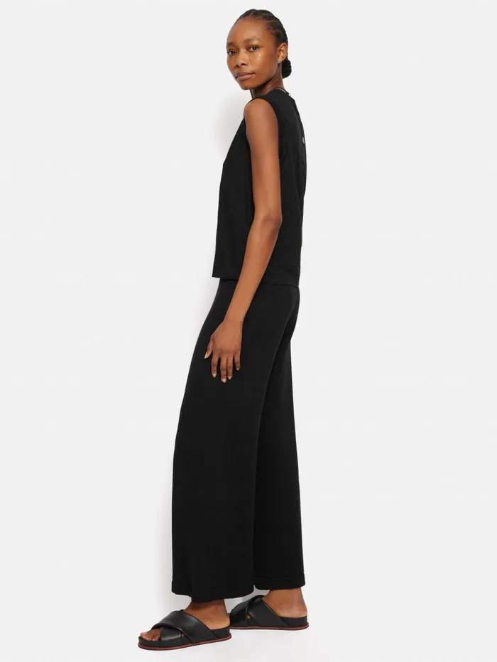Jigsaw Linen Cotton Knitted Trouser Black Women Trousers