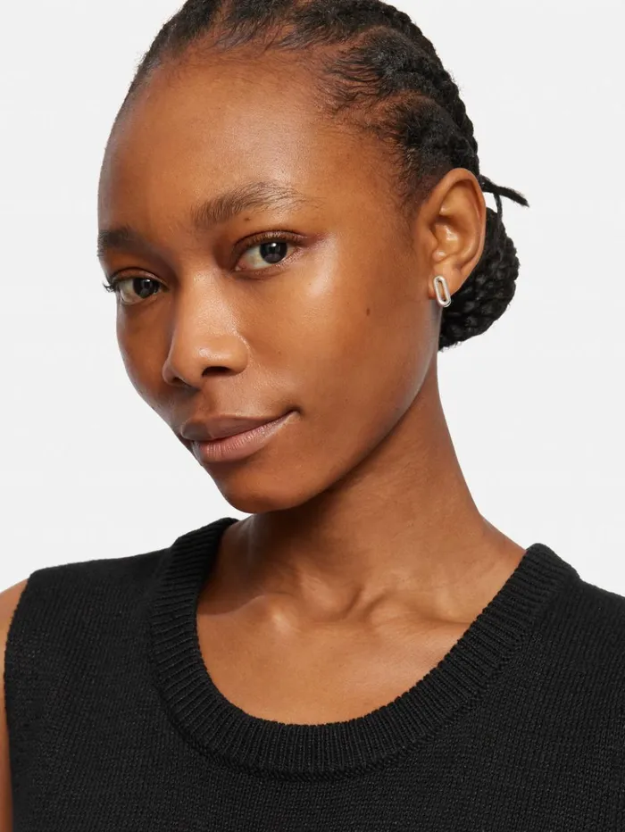 Jigsaw Linen Cotton Knitted Tunic Black Women Knitwear and Cashmere