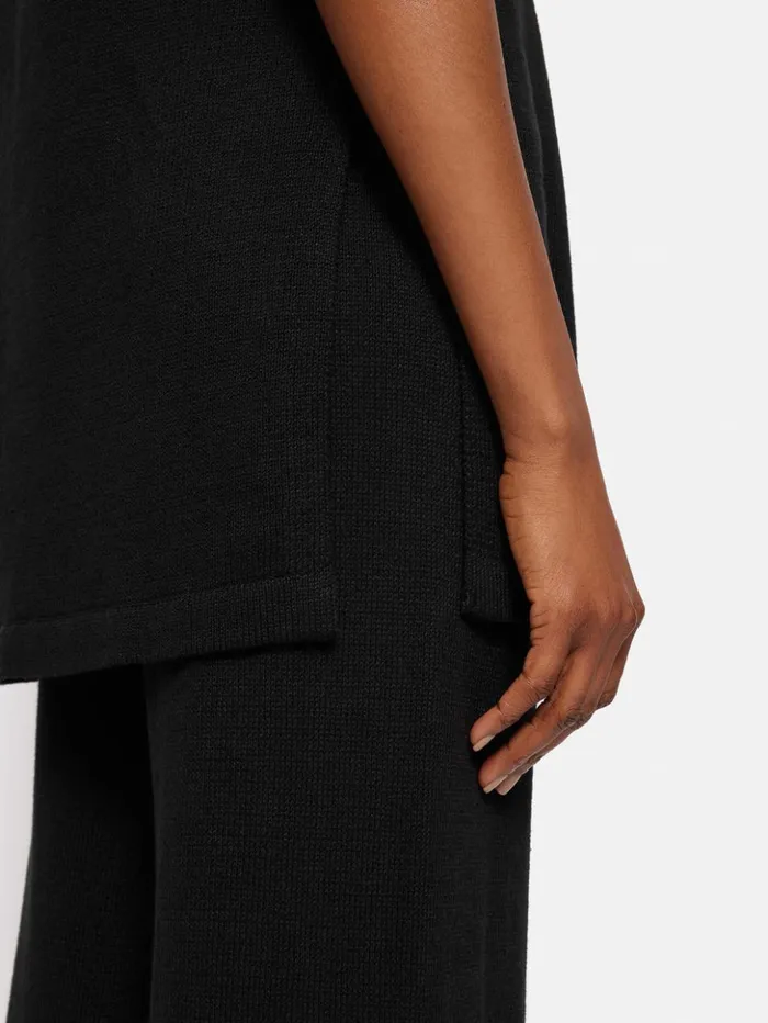 Jigsaw Linen Cotton Knitted Tunic Black Women Knitwear and Cashmere