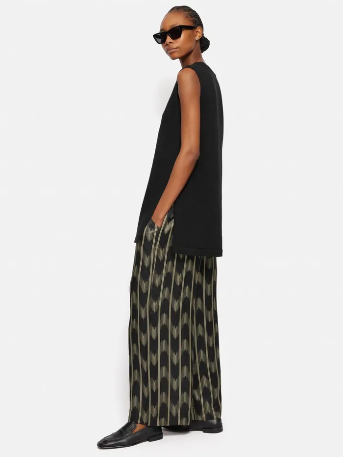 Jigsaw Linen Cotton Knitted Tunic Black Women Knitwear and Cashmere