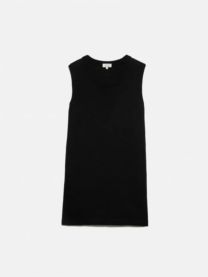 Jigsaw Linen Cotton Knitted Tunic Black Women Knitwear and Cashmere