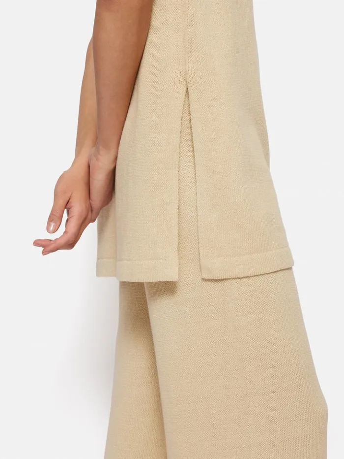 Jigsaw Linen Cotton Knitted Tunic Cream Women Shirts and Tops