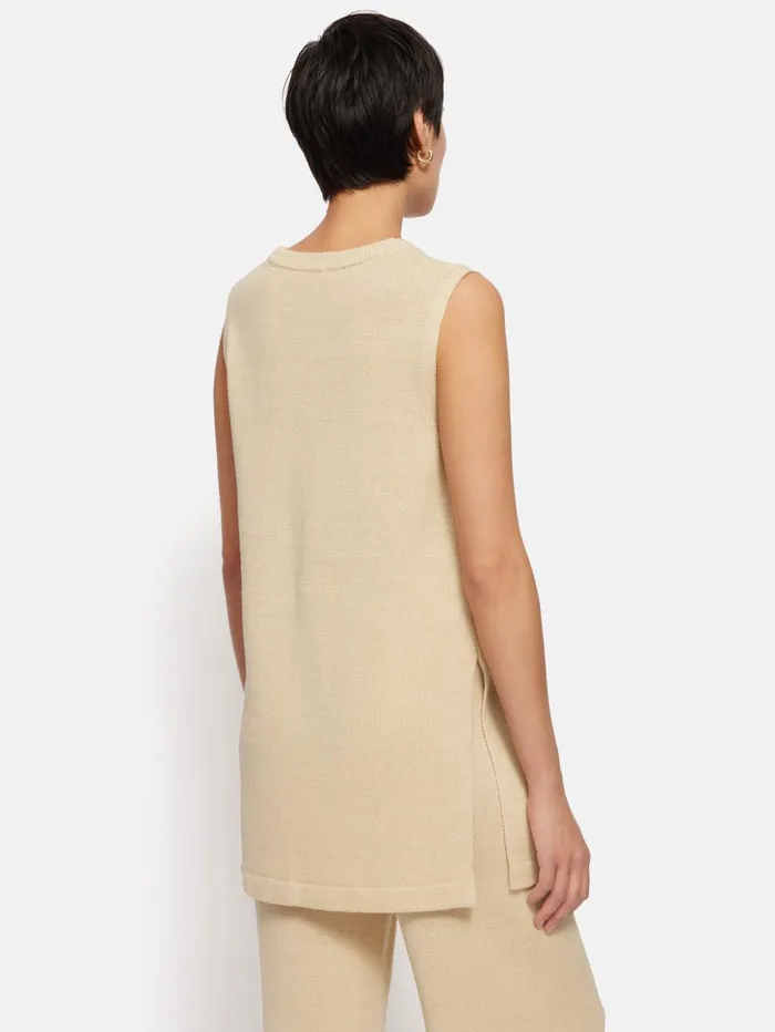 Jigsaw Linen Cotton Knitted Tunic Cream Women Shirts and Tops