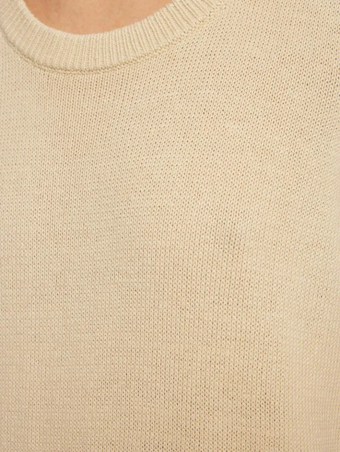 Jigsaw Linen Cotton Knitted Tunic Cream Women Shirts and Tops