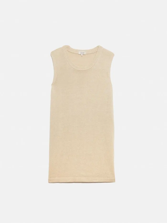 Jigsaw Linen Cotton Knitted Tunic Cream Women Shirts and Tops