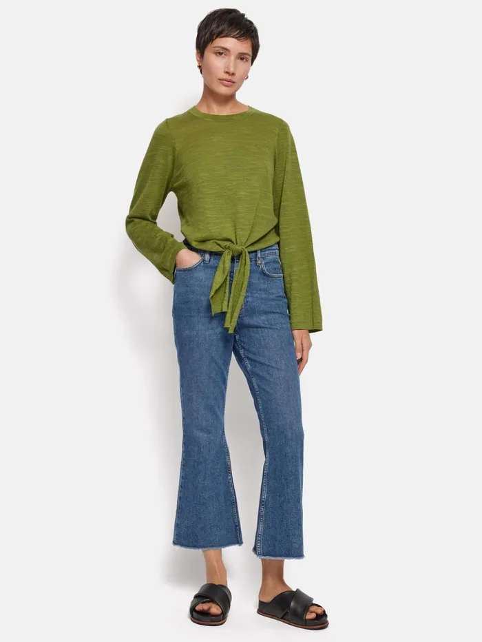 Jigsaw Linen Cotton Tie Top Green Women Shirts and Tops