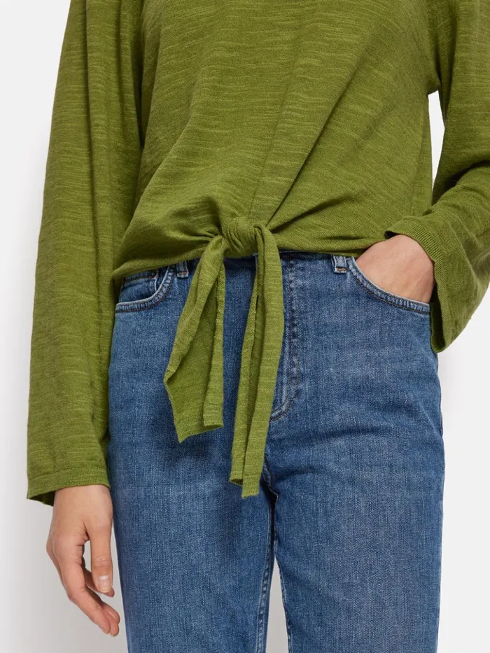 Jigsaw Linen Cotton Tie Top Green Women Shirts and Tops