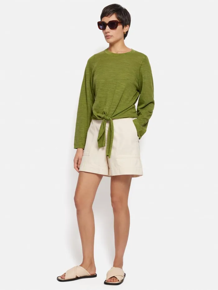 Jigsaw Linen Cotton Tie Top Green Women Shirts and Tops
