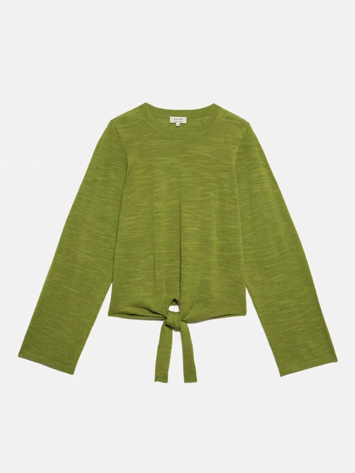 Jigsaw Linen Cotton Tie Top Green Women Shirts and Tops