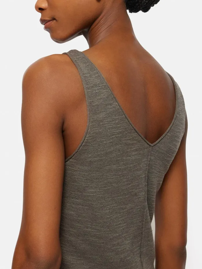 Jigsaw Linen Cotton V Neck Vest Brown Women Shirts and Tops