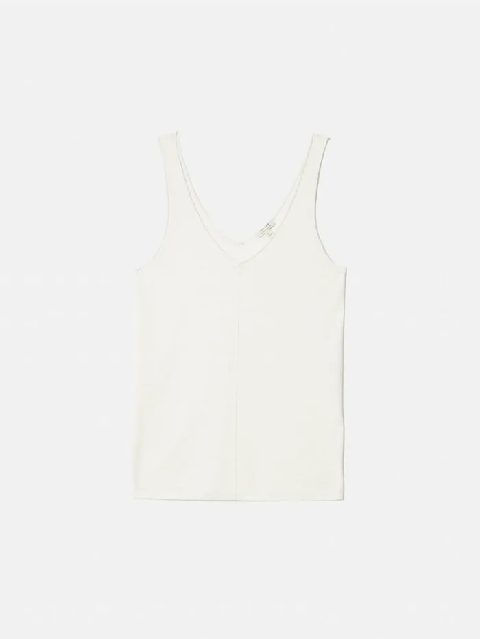 Jigsaw Linen Cotton V Neck Vest Ivory Women Shirts and Tops