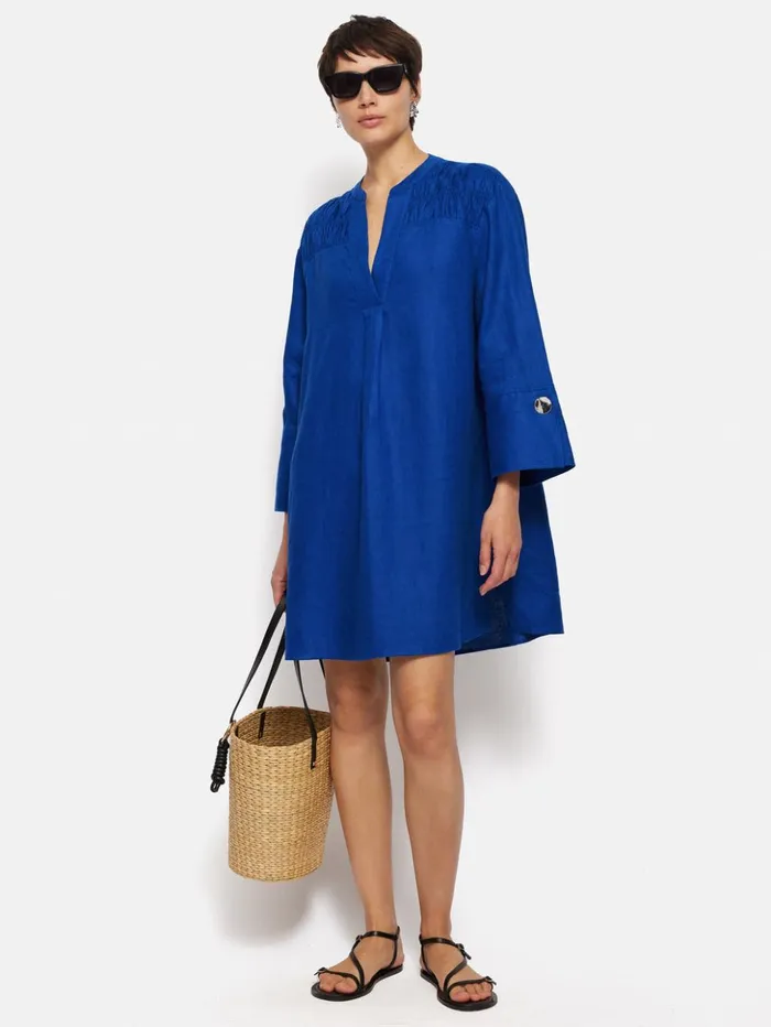 Jigsaw Linen Kaftan Dress Blue Women Dresses and Jumpsuits