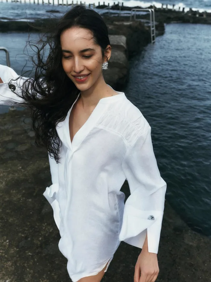 Jigsaw Linen Kaftan Dress White Women Dresses and Jumpsuits