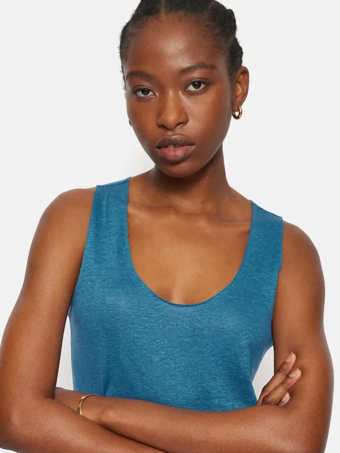 Jigsaw Linen Layering Vest Blue Women Shirts and Tops