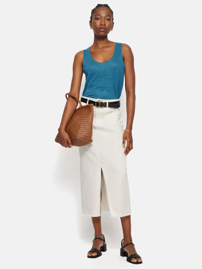 Jigsaw Linen Layering Vest Blue Women Shirts and Tops