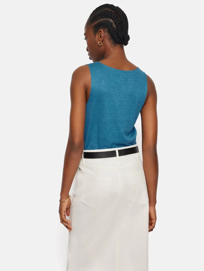 Jigsaw Linen Layering Vest Blue Women Shirts and Tops
