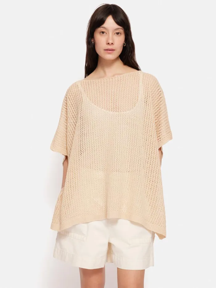 Jigsaw Linen Poncho Cream Women Ponchos and Scarves