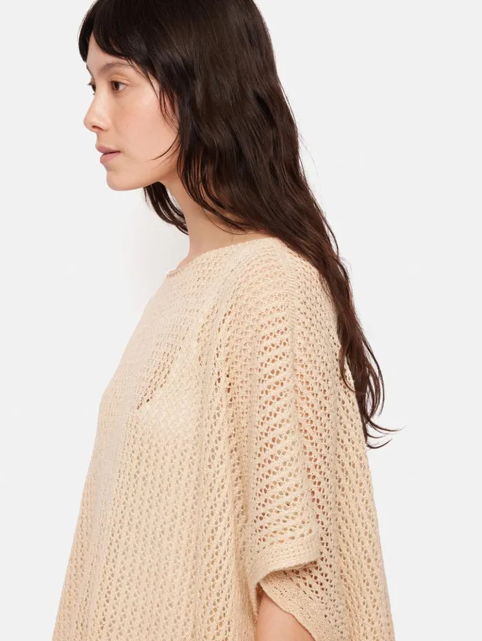 Jigsaw Linen Poncho Cream Women Ponchos and Scarves