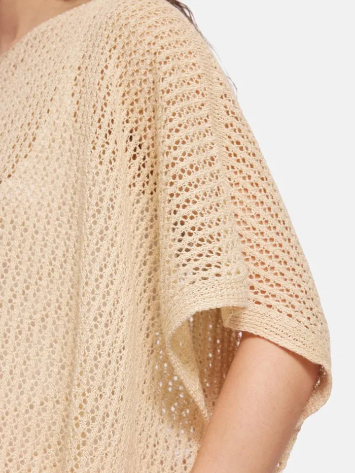 Jigsaw Linen Poncho Cream Women Ponchos and Scarves