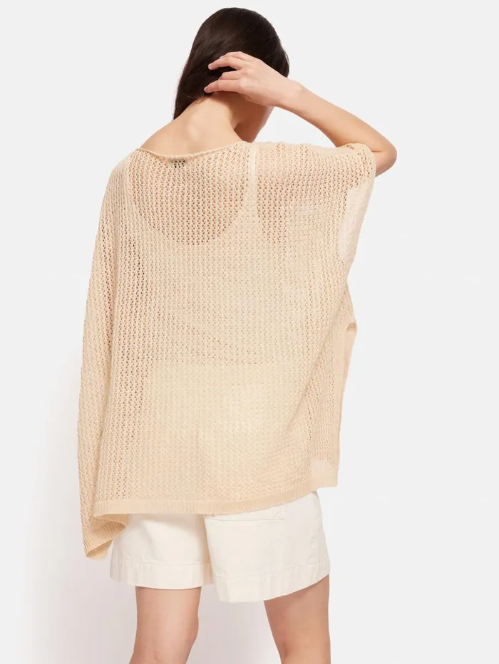 Jigsaw Linen Poncho Cream Women Ponchos and Scarves