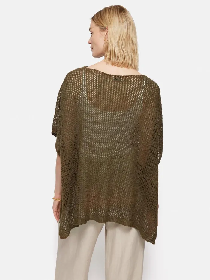 Jigsaw Linen Poncho Khaki Women Ponchos and Scarves
