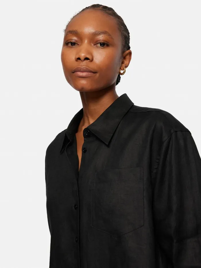 Jigsaw Linen Relaxed Shirt Black Women Shirts and Tops