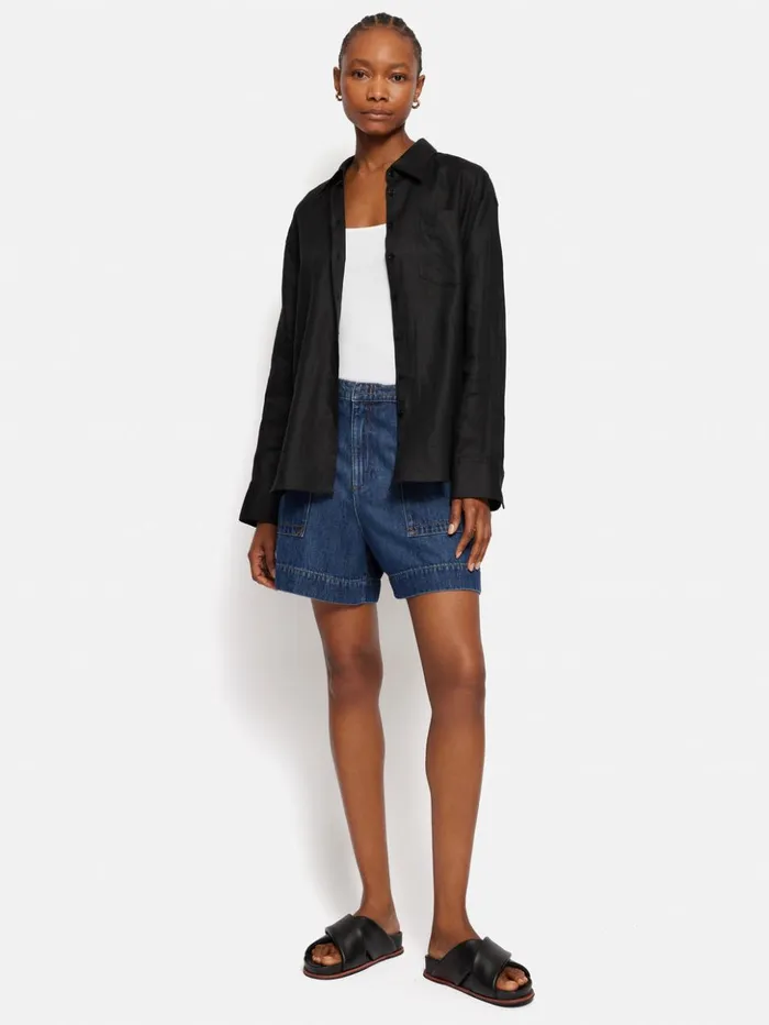 Jigsaw Linen Relaxed Shirt Black Women Shirts and Tops