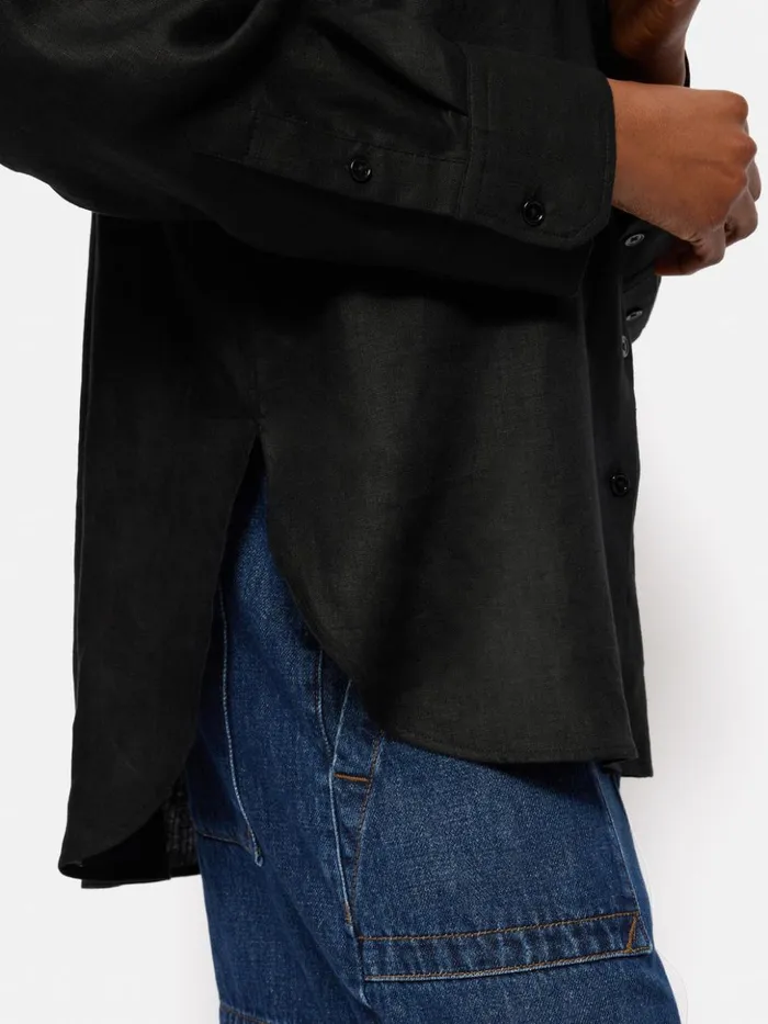 Jigsaw Linen Relaxed Shirt Black Women Shirts and Tops