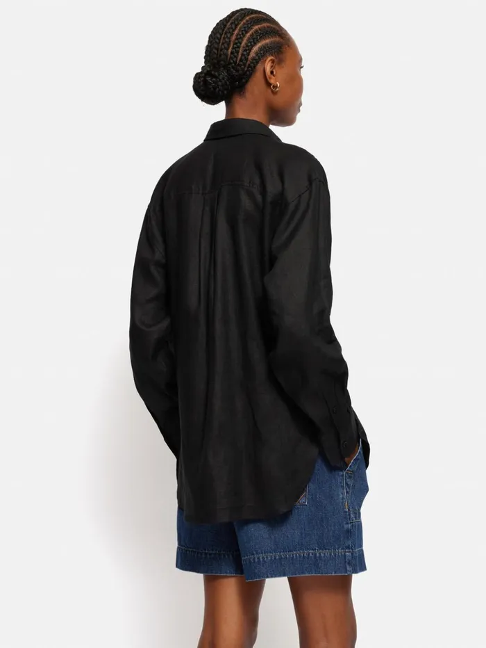 Jigsaw Linen Relaxed Shirt Black Women Shirts and Tops