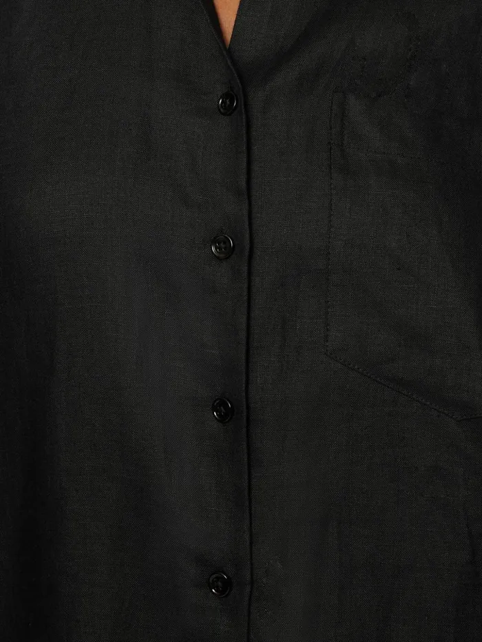 Jigsaw Linen Relaxed Shirt Black Women Shirts and Tops