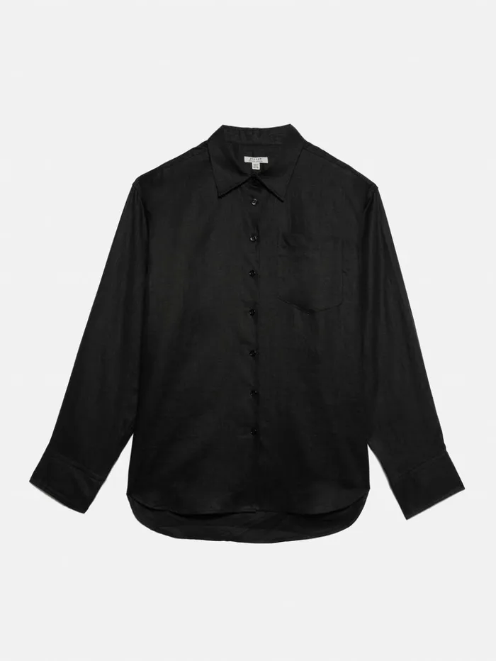 Jigsaw Linen Relaxed Shirt Black Women Shirts and Tops